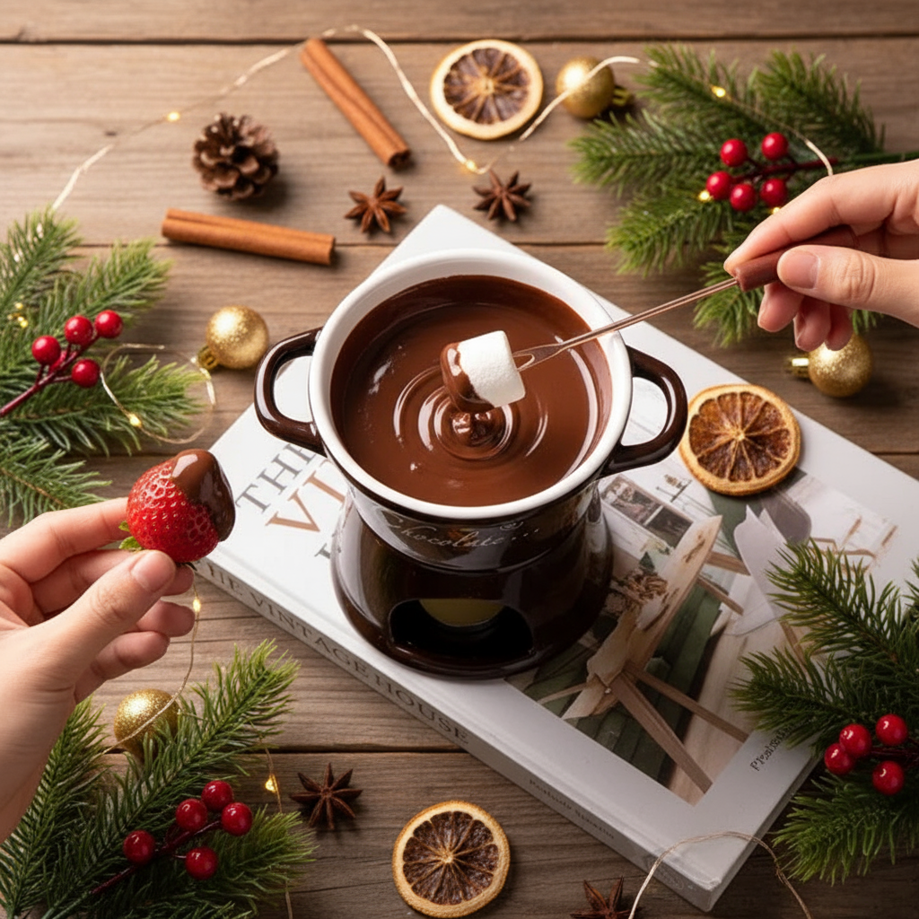 Fondue marrón vista superior