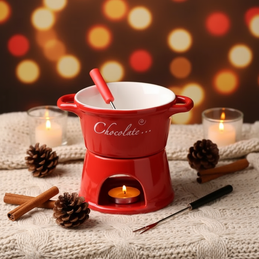 Fondue rojo navideño